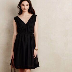 HD in Paris Anthropologie Dress Black Tie V-Neck NWT 0